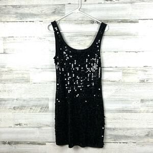 Eyeshadow Womens medium Black Sequin Fitted Mini Dress